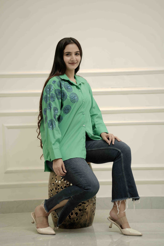 PEACOCK SPIRAL MUSE SHIRT