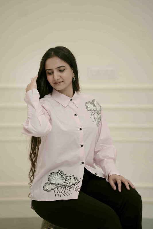 PINK POISE BUTTON - DOWN SHIRT