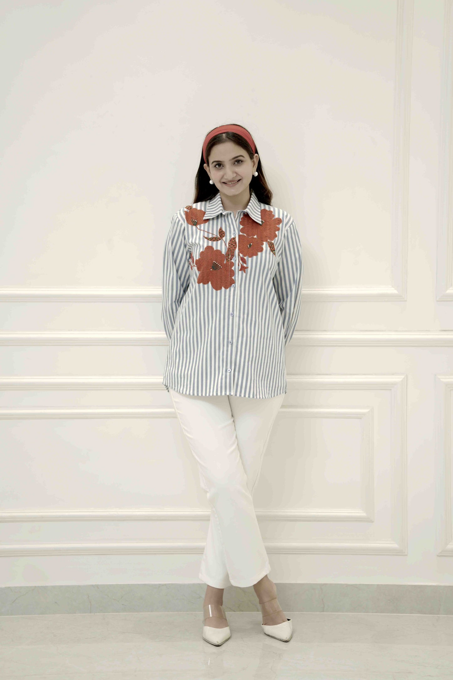 THE RED BLOOM STRIPE SHIRT