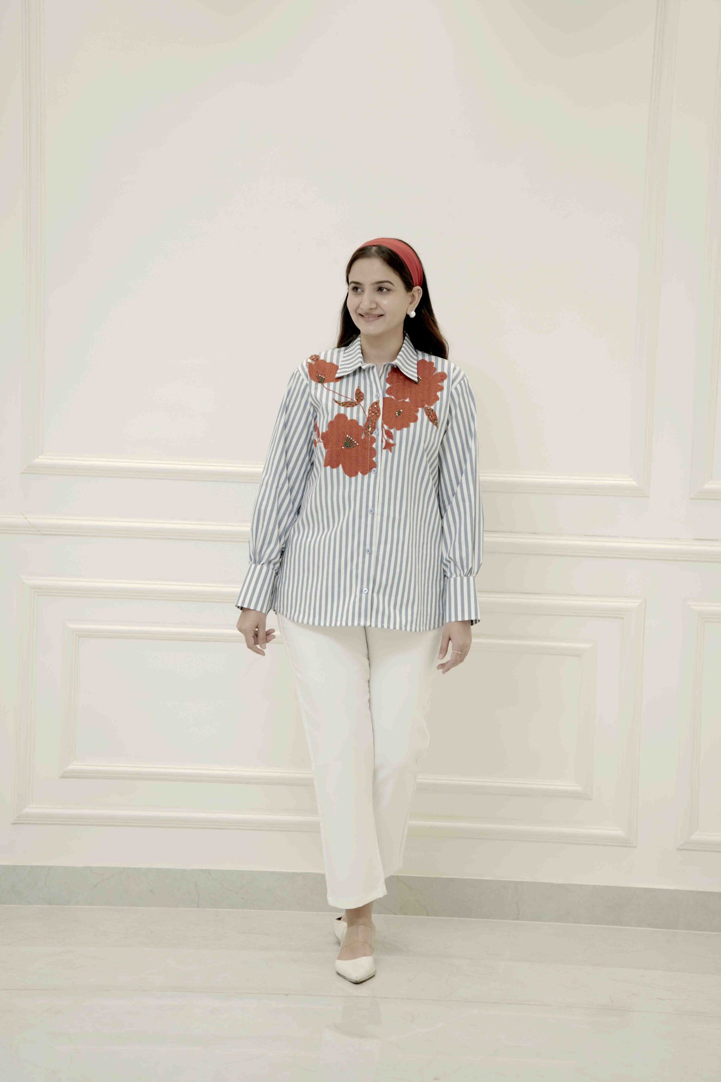 THE RED BLOOM STRIPE SHIRT