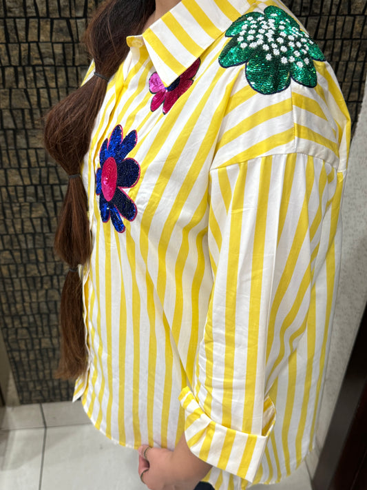 SUNSHINE BLOOM EMBELLISHMENT SHIRT