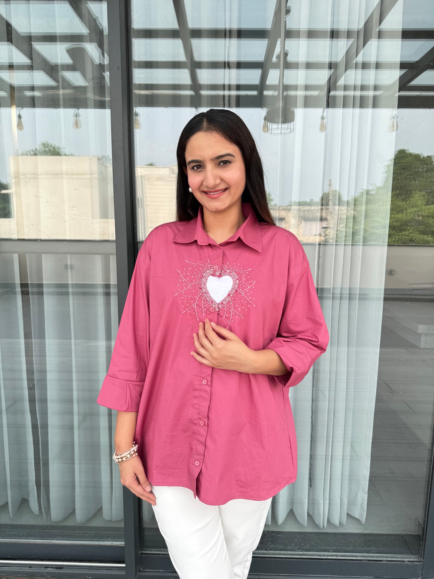 LOVE SPARKLE EMBELLISHMENT SHIRT
