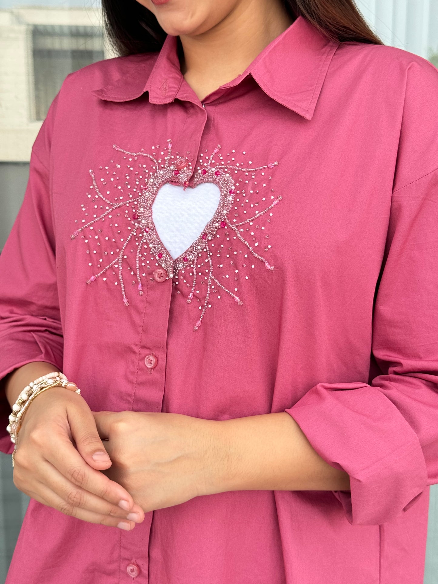 LOVE SPARKLE EMBELLISHMENT SHIRT