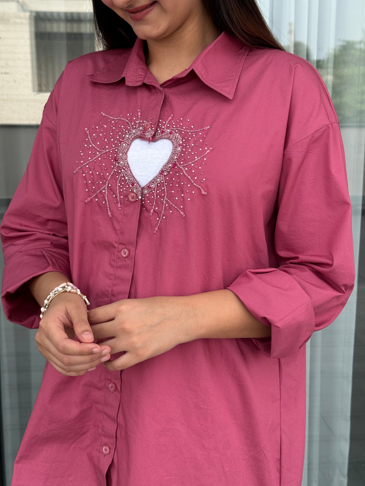 LOVE SPARKLE EMBELLISHMENT SHIRT