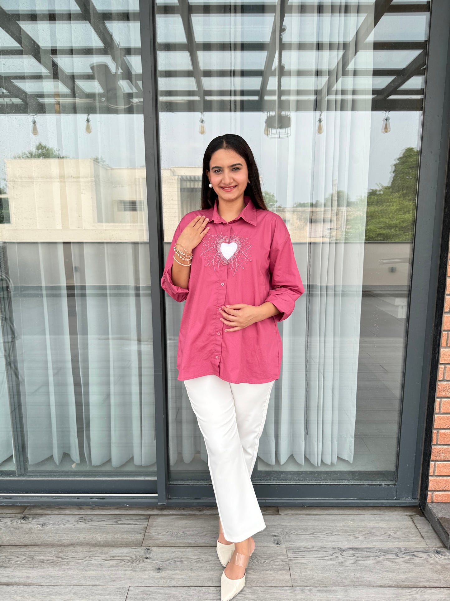 LOVE SPARKLE EMBELLISHMENT SHIRT