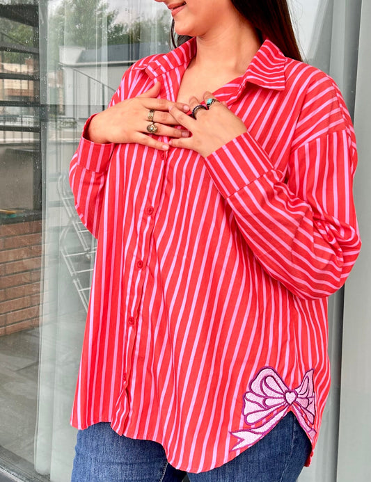 PINTERESTY BUBBLEGUM BOW SHIRT