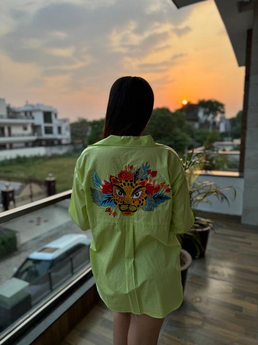 LIME FIERCE BLOOM OVERSIZED SHIRT