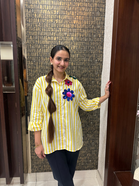 SUNSHINE BLOOM EMBELLISHMENT SHIRT